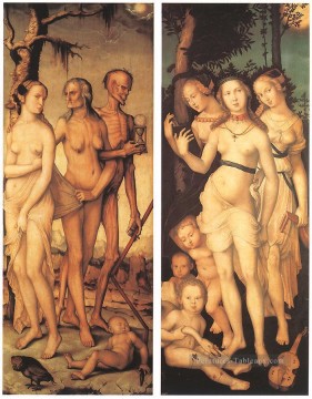  peintre Tableau - Trois âges de l’homme et trois grâces Renaissance Nu peintre Hans Baldung
